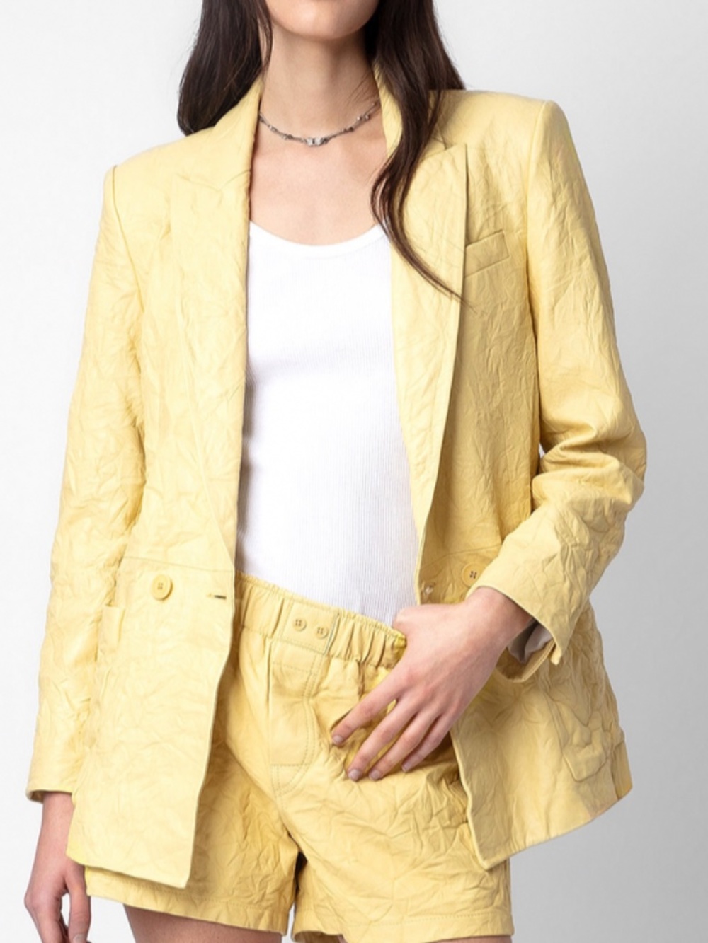 Zadig & Voltaire Visko Crinkled Leather Blazer Shea 36 NWT